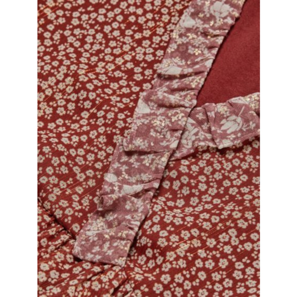 En Saison Metallic Floral Mini Dress‎ Size Medium Bohemian Ruffle Printed - Picture 10 of 10